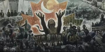 孙昌茵三联油画《百年华工艰辛路》艺术巨制——加拿大155周年国庆