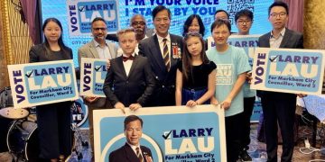 竞选万锦市2区市议员 Larry Lau筹款晚宴逾百支持者力挺