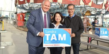 薛家平为谭贵琼（Sandra Tam）造势加油打气